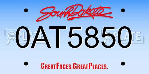 0AT5850 South Dakota License Plate