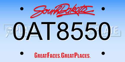 0AT8550 South Dakota License Plate