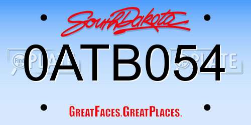 0ATB054 South Dakota License Plate