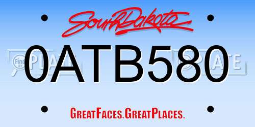 0ATB580 South Dakota License Plate