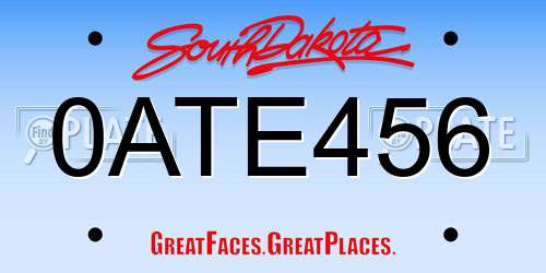 0ATE456 South Dakota License Plate