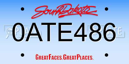 0ATE486 South Dakota License Plate