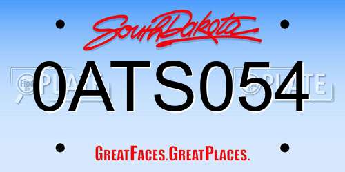 0ATS054 South Dakota License Plate