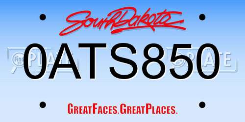0ATS850 South Dakota License Plate