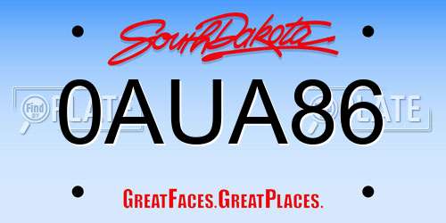 0AUA86 South Dakota License Plate