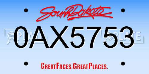 0AX5753 South Dakota License Plate