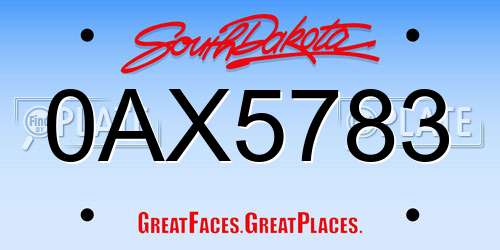 0AX5783 South Dakota License Plate