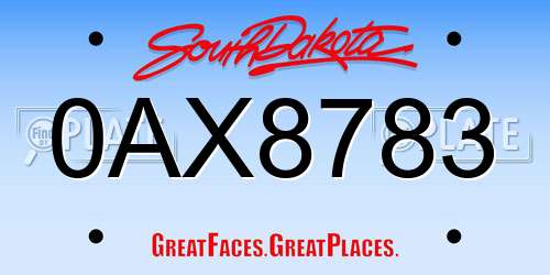 0AX8783 South Dakota License Plate