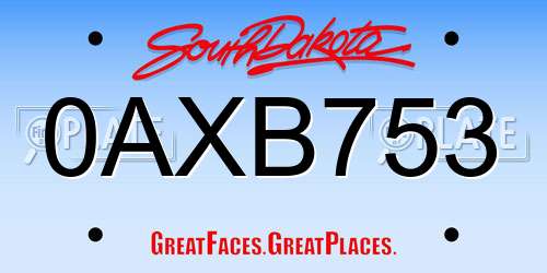 0AXB753 South Dakota License Plate