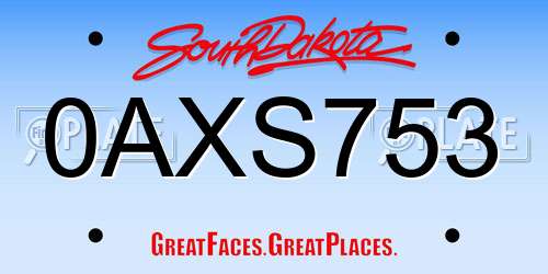 0AXS753 South Dakota License Plate