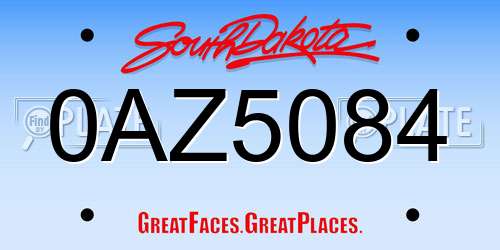 0AZ5084 South Dakota License Plate