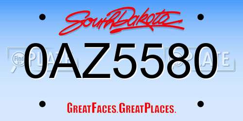 0AZ5580 South Dakota License Plate
