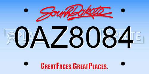 0AZ8084 South Dakota License Plate