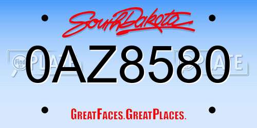 0AZ8580 South Dakota License Plate
