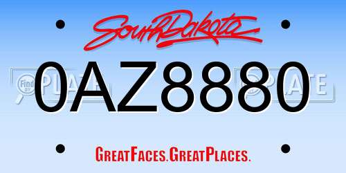 0AZ8880 South Dakota License Plate