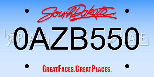 0AZB550 South Dakota License Plate