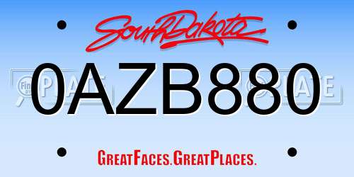 0AZB880 South Dakota License Plate