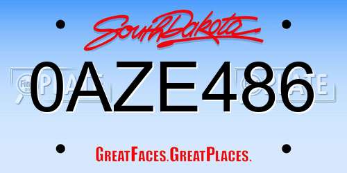 0AZE486 South Dakota License Plate