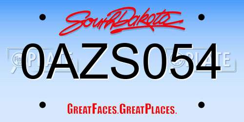 0AZS054 South Dakota License Plate