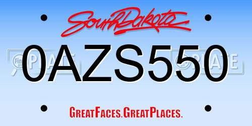 0AZS550 South Dakota License Plate
