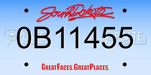 0B11455 South Dakota License Plate