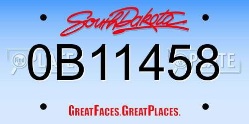 0B11458 South Dakota License Plate