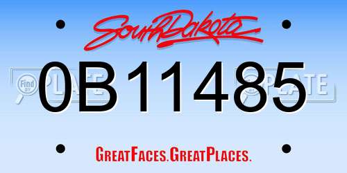 0B11485 South Dakota License Plate