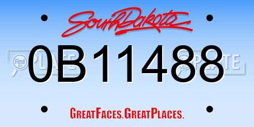 0B11488 South Dakota License Plate