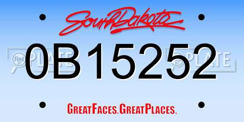 0B15252 South Dakota License Plate