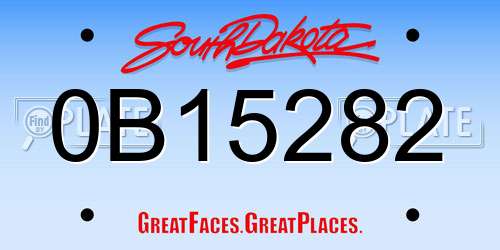 0B15282 South Dakota License Plate