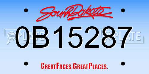 0B15287 South Dakota License Plate
