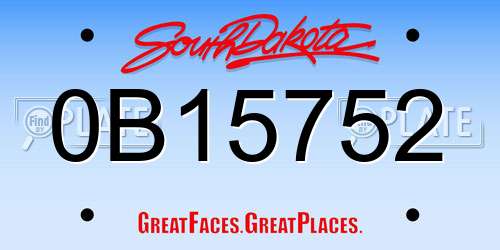 0B15752 South Dakota License Plate