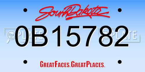0B15782 South Dakota License Plate