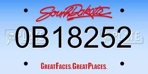 0B18252 South Dakota License Plate
