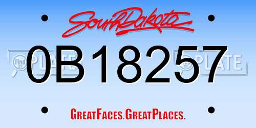 0B18257 South Dakota License Plate