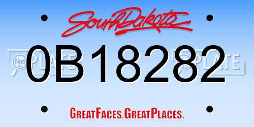 0B18282 South Dakota License Plate
