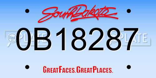 0B18287 South Dakota License Plate