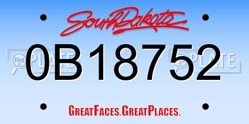 0B18752 South Dakota License Plate