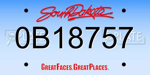 0B18757 South Dakota License Plate
