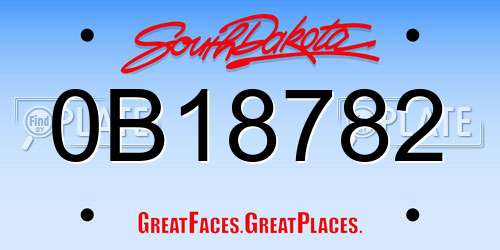 0B18782 South Dakota License Plate