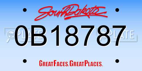 0B18787 South Dakota License Plate