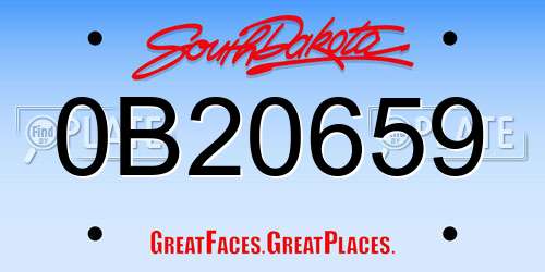 0B20659 South Dakota License Plate