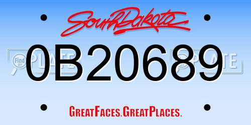 0B20689 South Dakota License Plate