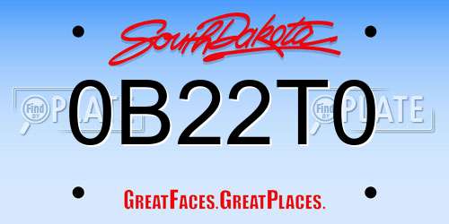 0B22T0 South Dakota License Plate