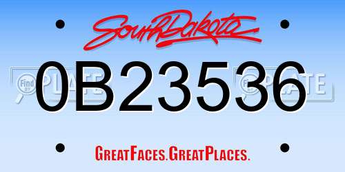 0B23536 South Dakota License Plate