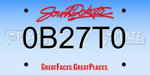 0B27T0 South Dakota License Plate