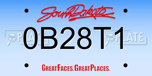 0B28T1 South Dakota License Plate