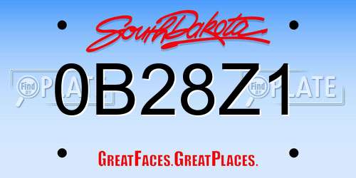 0B28Z1 South Dakota License Plate