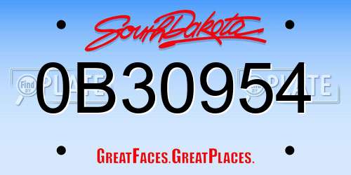 0B30954 South Dakota License Plate