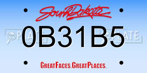 0B31B5 South Dakota License Plate